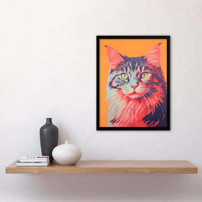 Maine Coon Cat Screen Print Risograph - Single Picture Frame Print