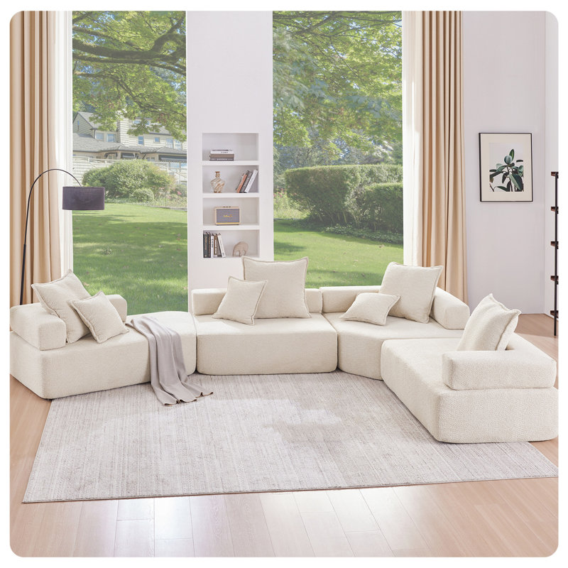 Canapé modulaire surdimensionné rembourré de mousse Breydan, Tissu beige