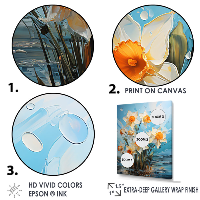 «Daffodil Bloom Sunshine II», reproduction sur toile, Toile tendue, H 20 po x l 12 po x P 1 po