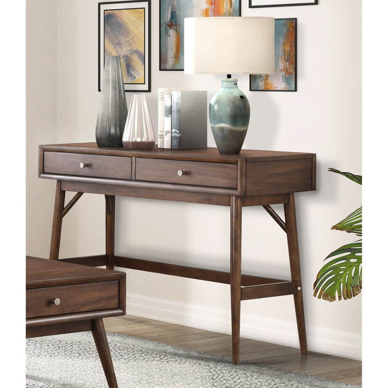 Mobilier de salon: table brune avec tiroirs à roulement, 48 po x 16 po x 32 po, table de finition élégante, 2 tables de rangement idéales pour l'organisation, fabrication en bois