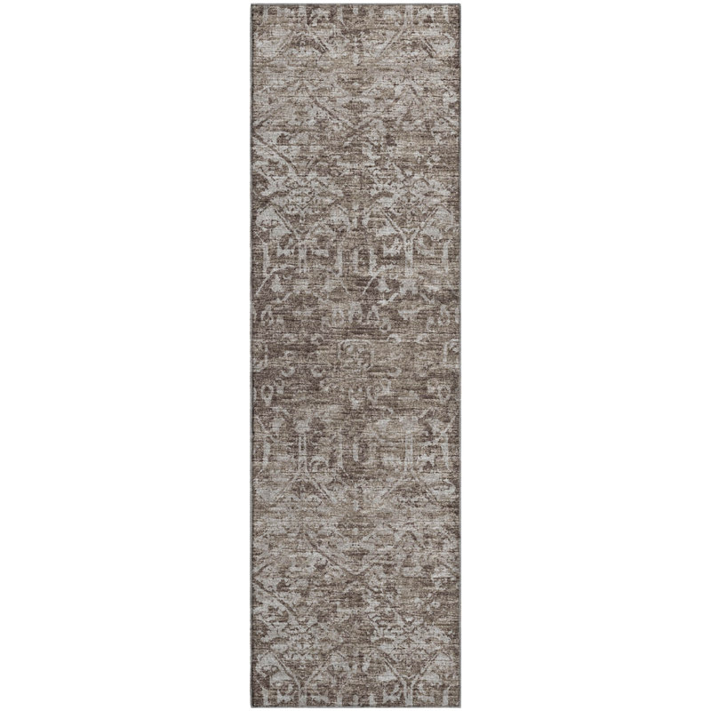 Premium Machine Washable Mayfield AMF40 Oriental Rug, 2'3" x 7'6" Runner, Brown