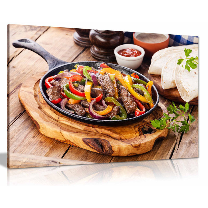 Mexican Restuarant Food Beef Fajitas - Wrapped Canvas Print, 20cm H x 31cm W