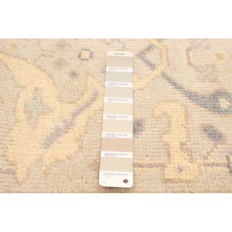 Tapis de couloir en Tapis décoratif laine kaki clair de conception unique 2 pi 7 po x 7 pi 9 po noué à la main New Age Ushak