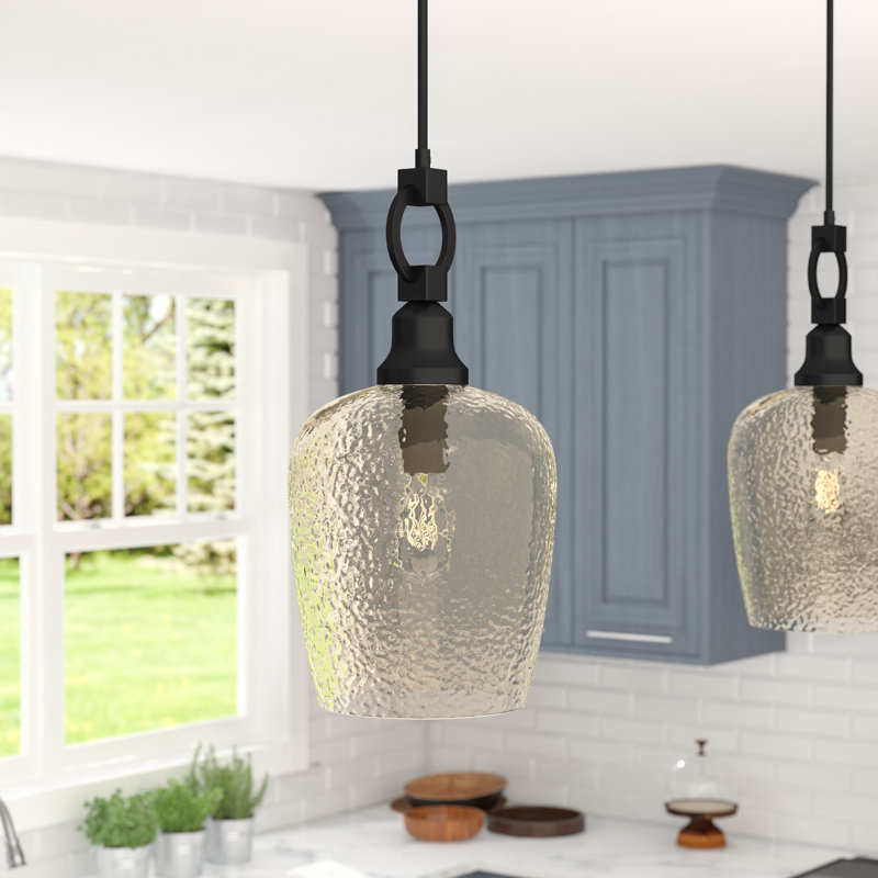 Luminaire suspendu en dôme à 1 lumière à intensité variable Priester, H 22,25 po x l 11,5 po x P 11,5 po