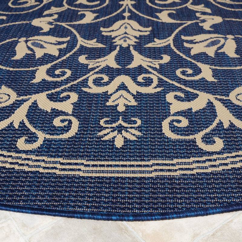 Galena Performance Floral Indoor/Outdoor Area Rug, Round 6'7"