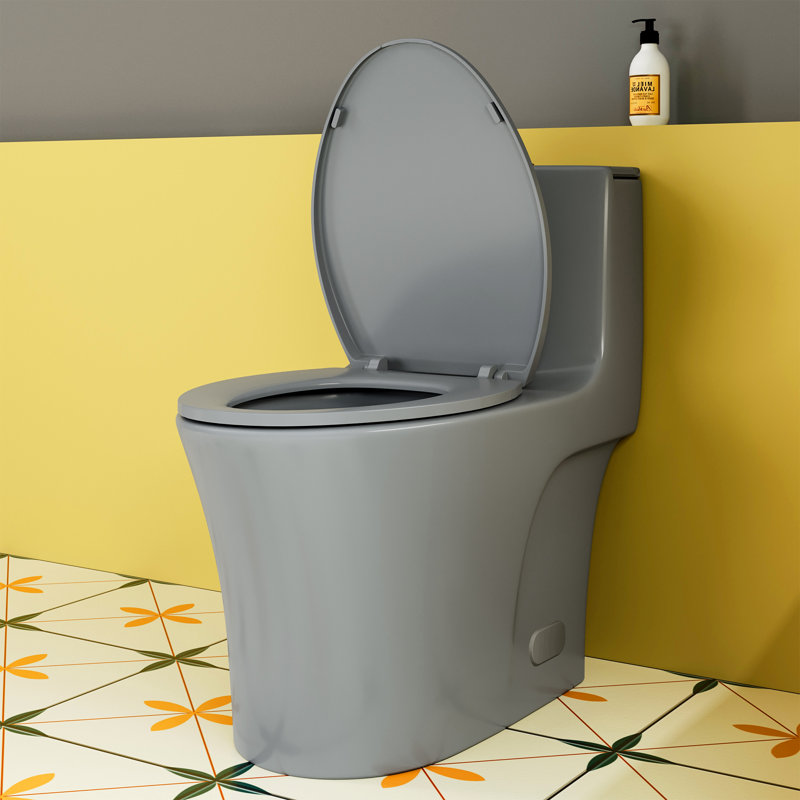 Toilette allongée une pièce 1,1 / 1,6 GPF Tornado Flush, Gris clair