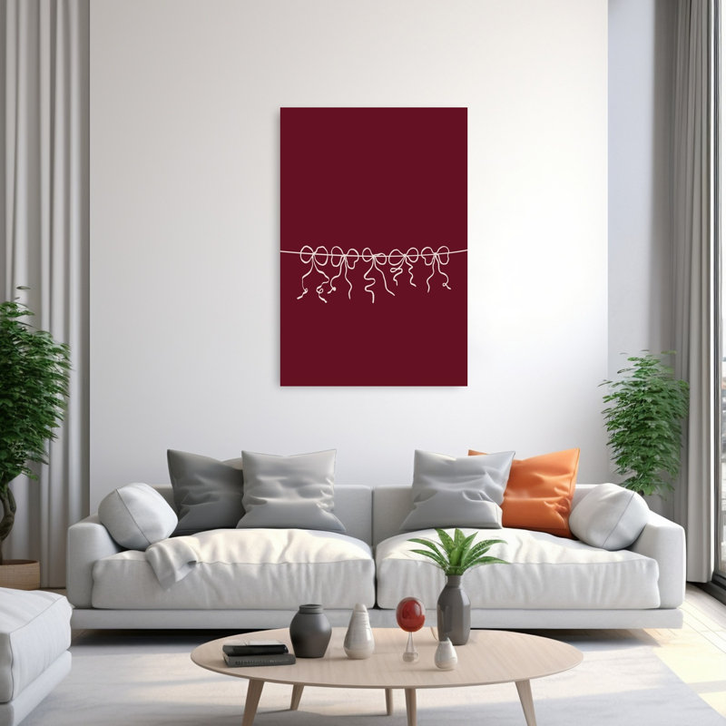 Festive Bow Garland Minimalist Abstract Wall Art Print by Karen Menzenbach - Wrapped Canvas Print, 152.4cm H x 101.6cm W
