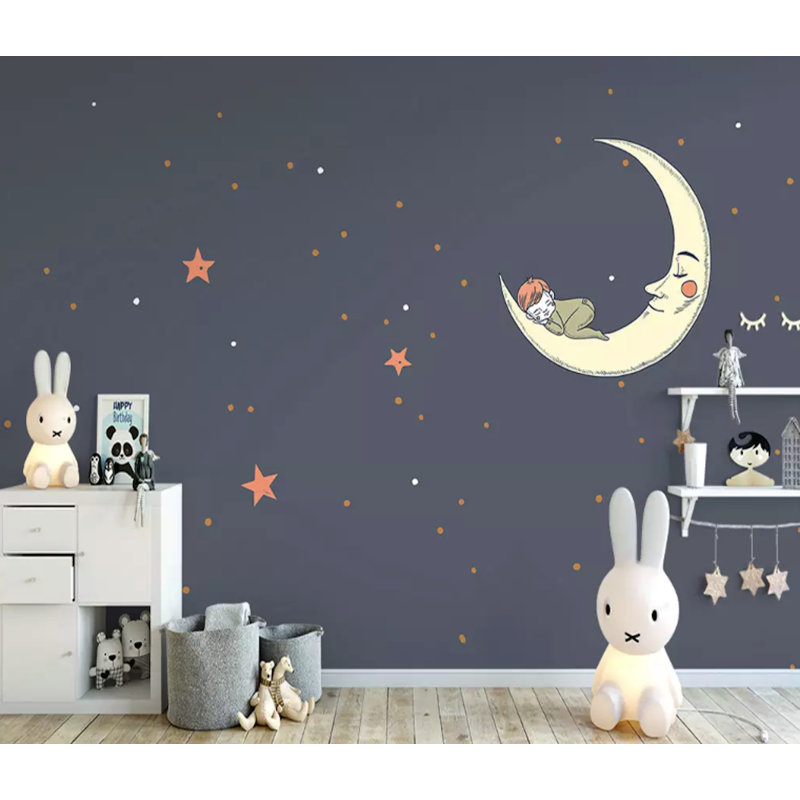 Papier peint texturé amovible Little Little Moon, l 187 po x L 106 po