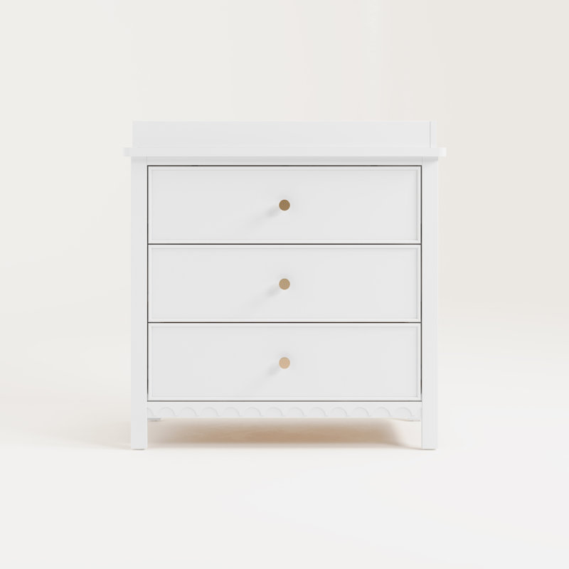 Sasha 3 Drawer Chest With Changing Topper, White