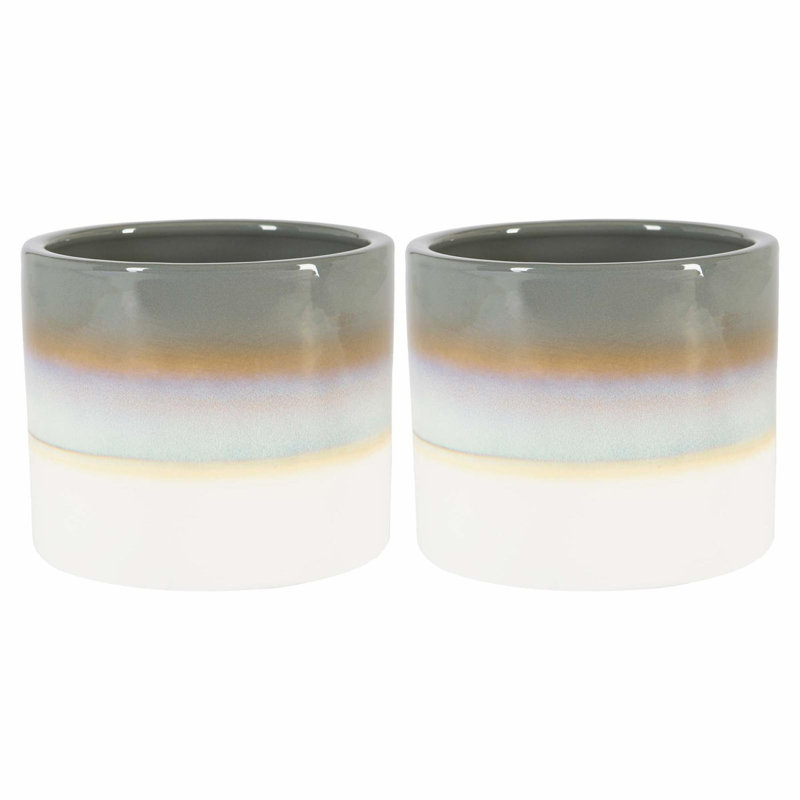 Nicola Spring - Reactive Glaze Plant Pots, 15.5cm H x 18cm W x 18cm D, Grey
