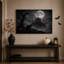 Art mural sur toile Spooky Black Cat Near Haunted House Under Full Halloween-97644856