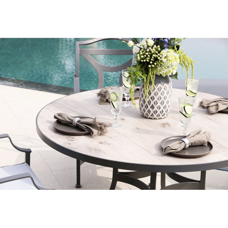 Outdoor Round Dining Table, 54" W x 54" L x 29.5" H, Venice Beach, Carbon Black