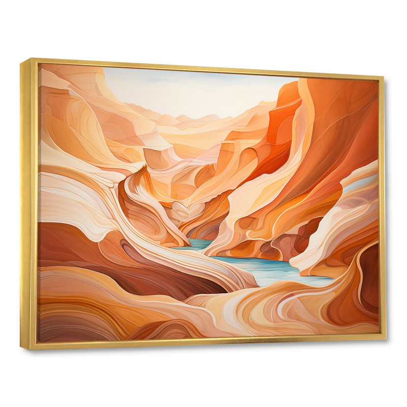 Canyon Antelope, art liquide IV - impression, Cadre flottant doré, H 12 po x l 20 po x P 1 po