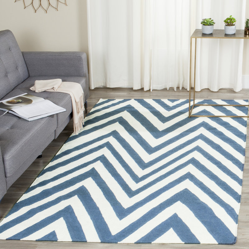 Leilani Chevron Wool Hand Woven Area Rug, Rectangle 76 x 122 cm