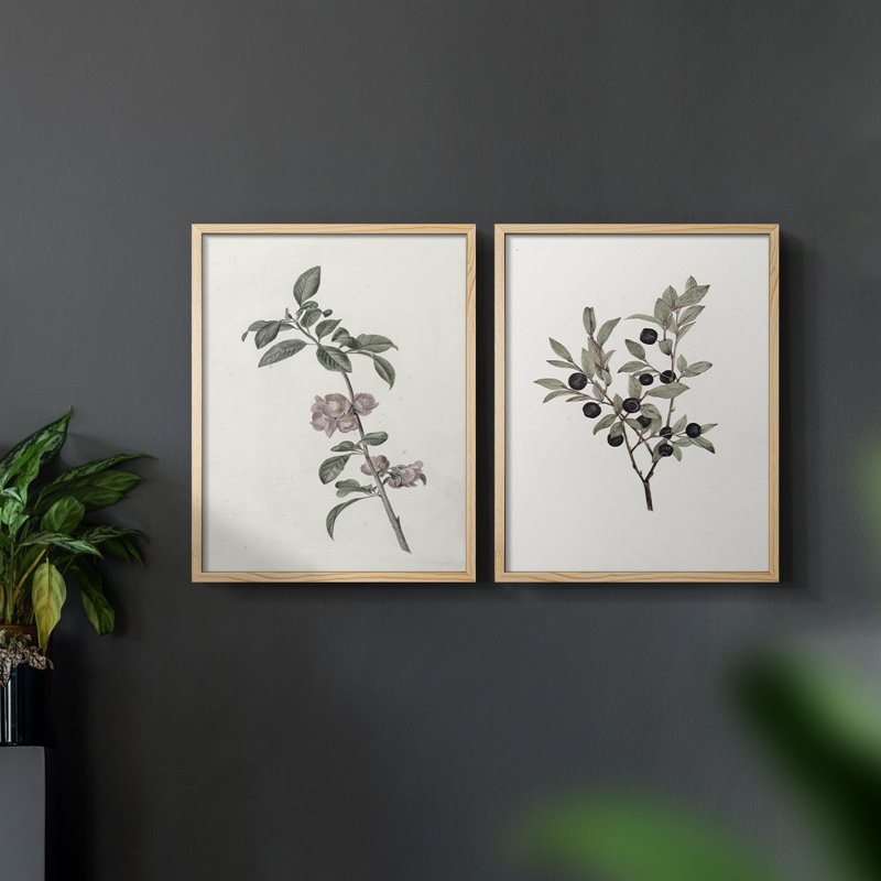 Impression florale rétro vintage giclée - ensemble de 2, Naturel, H 12 po x l 30 po