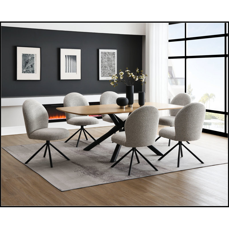 Ensemble de salle à manger 7 pièces Lawton Boucle Finish, durable et élégant pour les réunions de famille modernes et les réceptions