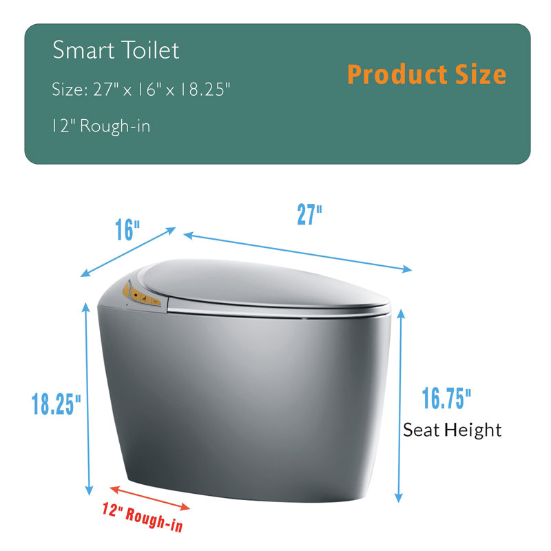 Toilette grise intelligente, fonction de siège automatique, capteur de pied, mouvement instantané du couvercle d'eau chaude moderne, contrôle du capteur, couleur, innovation dans la salle de bain