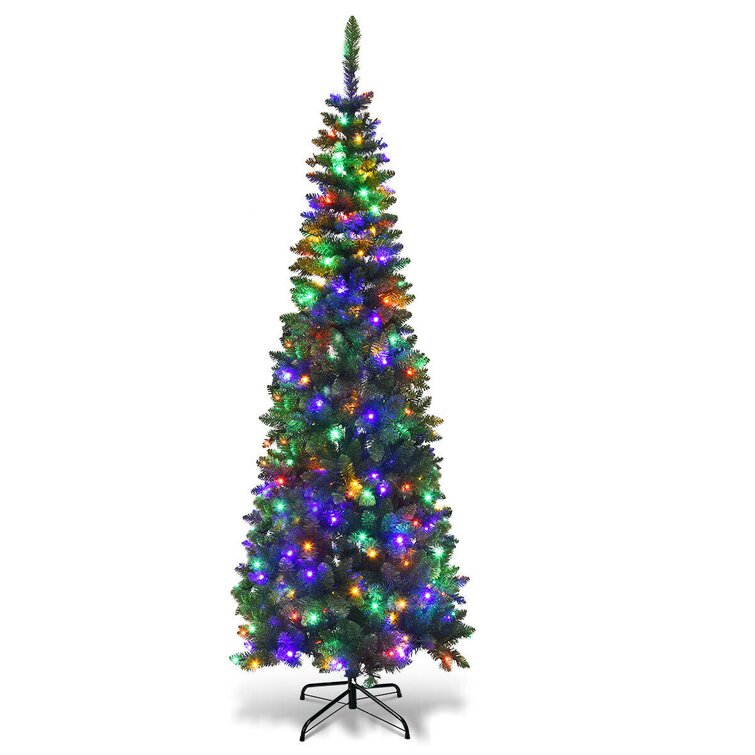 6.5' Green Pine Artificial Christmas Tree with 250 Multi-Color Lights