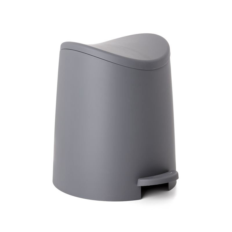 Gray Plastic Mini Bathroom Trash Can with Pedal