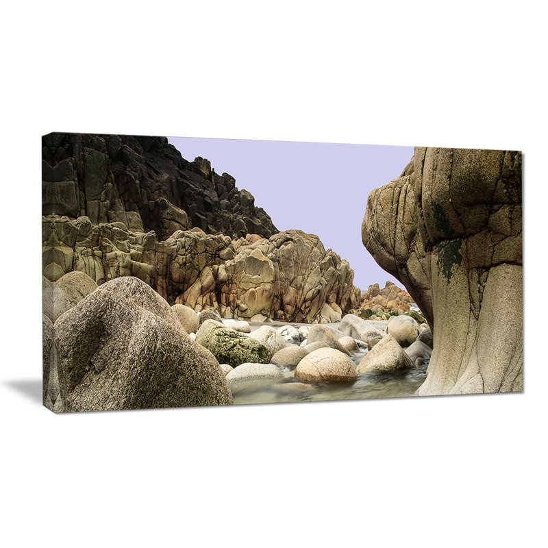 «Smooth Rocks in Coastline Panorama», reproduction de photo sur toile tendue encadrée, H 20 po x l 40 po x P 1 po