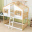 Charmant lit superposé simple au-dessus d'un lit simple en bois avec toit, fenêtre, porte et échelle Almirah-1275844324