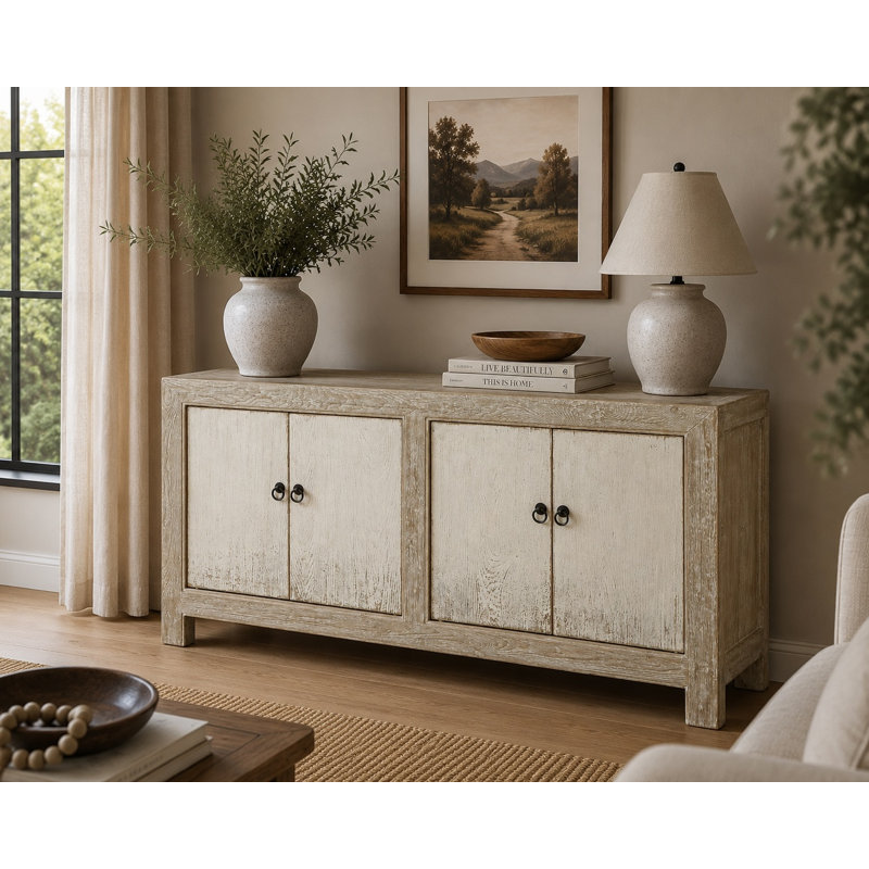 Lewie 67'' W Solid Wood Buffet, Antique Off White