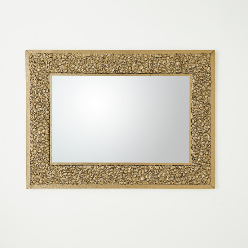 Golden Stone Metal Rectangle Mirror