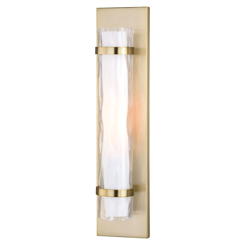 Amada Single 1-Light Flush Mount Vanity Wall Sconce, Golden Brass