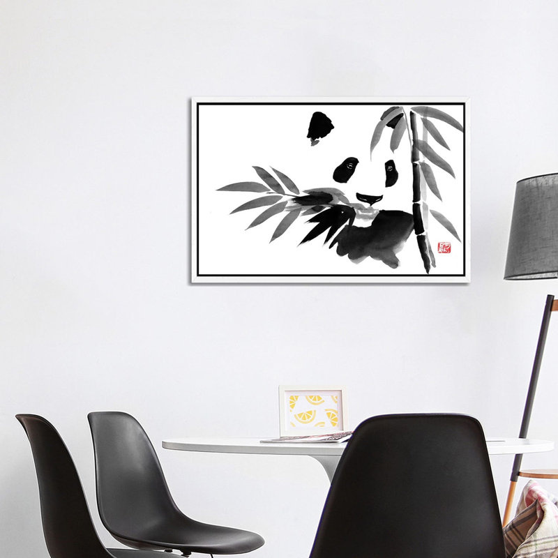 Eating Bamboo by Péchane - Print on Canvas, White Framed, 101.6 cm H x 66.04 cm W