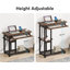 Bureau portable réglable en hauteur avec prise de courant et ports USB, table d'appoint roulante en forme de C avec plateau pour clavier, petit bureau debout avec roulettes pour canapé, chevet ou bureau à domicile - brun-729867737