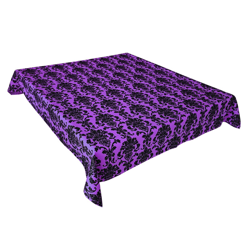 Floral Poplin Damask Tablecloths, 60" Rectangle, Purple