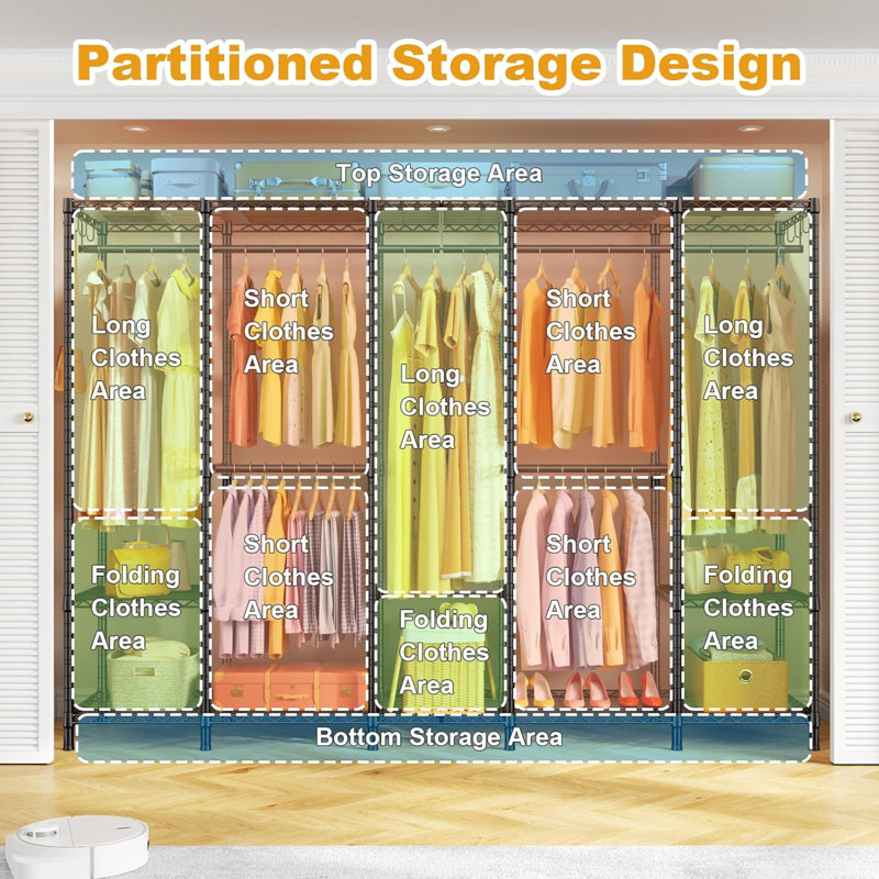 89.8" 1400LBS Extra Large Wardrobe Rack – Height-Adjustable Carbon Steel Closet Rack for Walk-In Closets