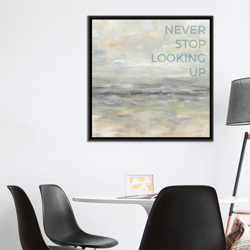« ne jamais arrêter de regarder » sur toile, H 18 po x l 18 po x P 1,5 po, Toile avec cadre noir, Pas de tapis