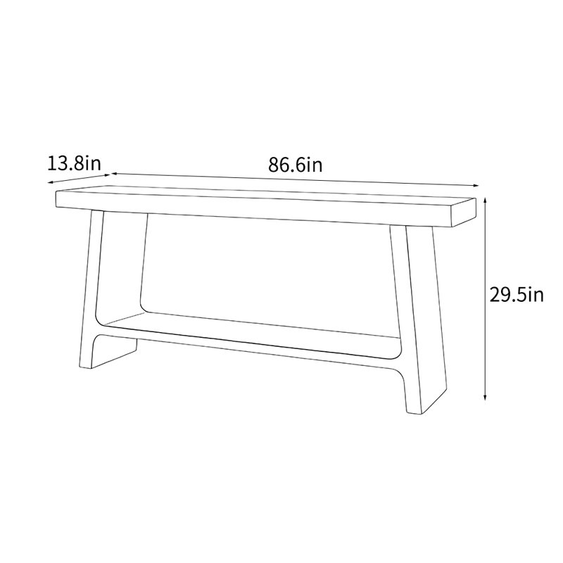 Console américaine simple, H 29,5 po x l 86,6 po x P 13,8 po, Brun