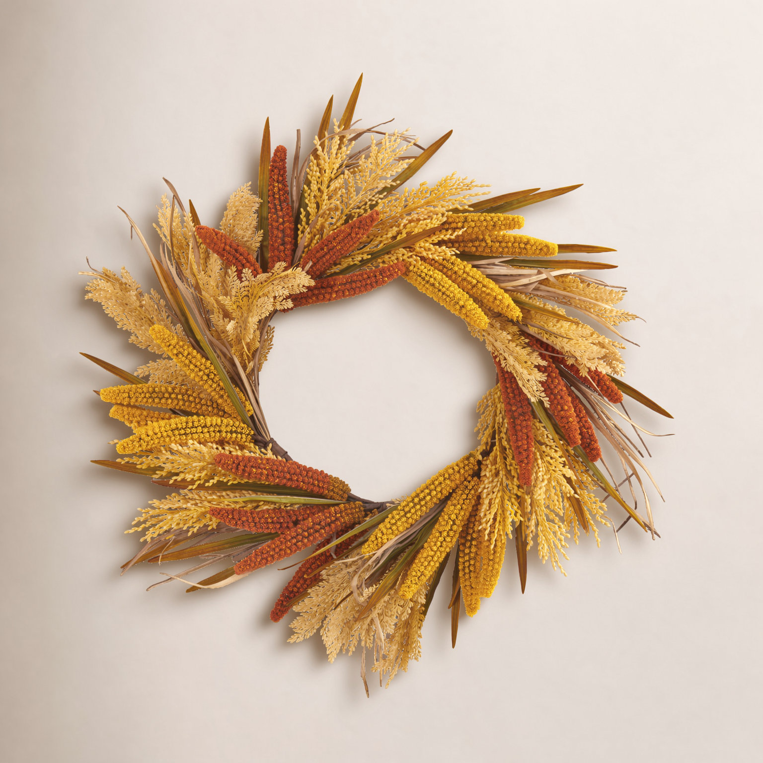 Handcrafted Faux Sorghum Polyester 25'' Wreath