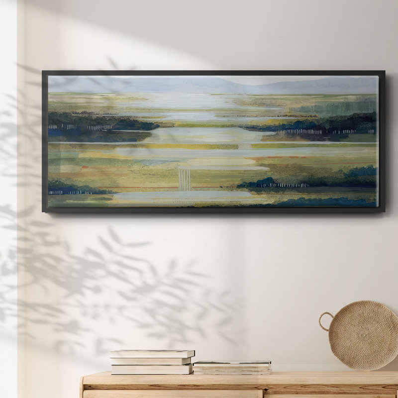 Lime Strata I- Framed Canvas, 24" H x 60" W