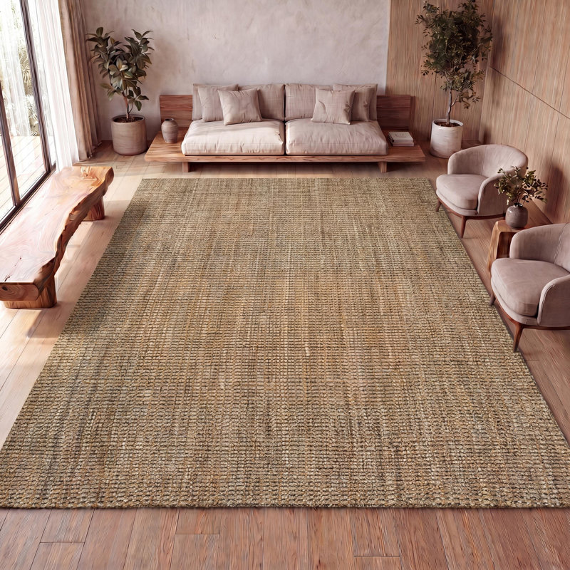 Tapis naturel en jute tissé à la main Kaileen, Rectangle 9 pi x 12 pi
