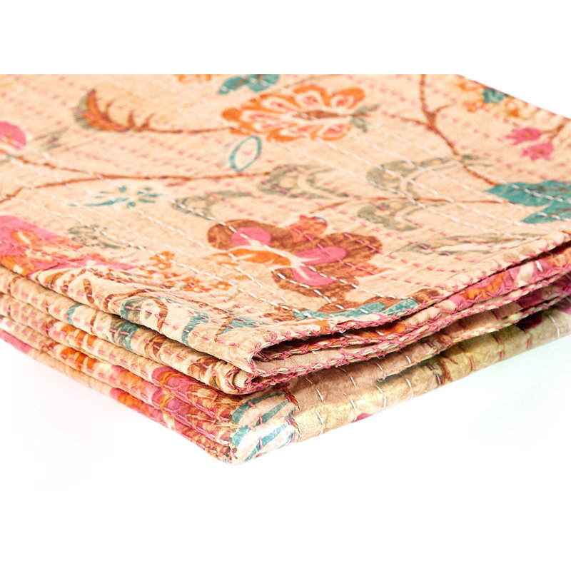 Kantha Quilted Throw Blanket