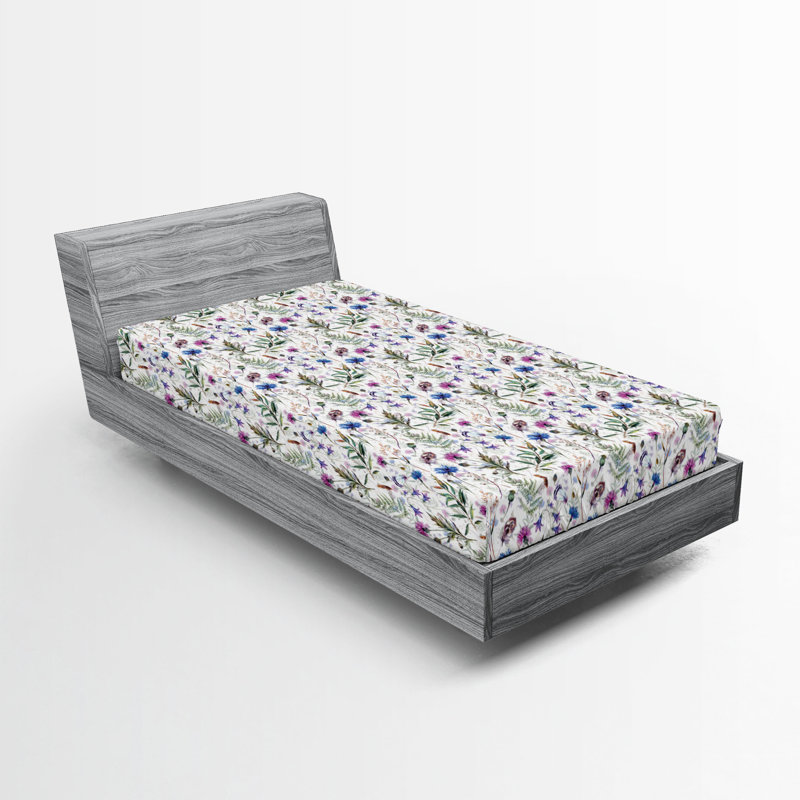 Ensemble de 2 draps-housses Ambesonne, Drap-housse de taille simple, Multicolore / floral 16