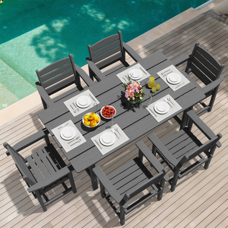 White All-Weather Outdoor Patio Dining Set (7-Piece), White