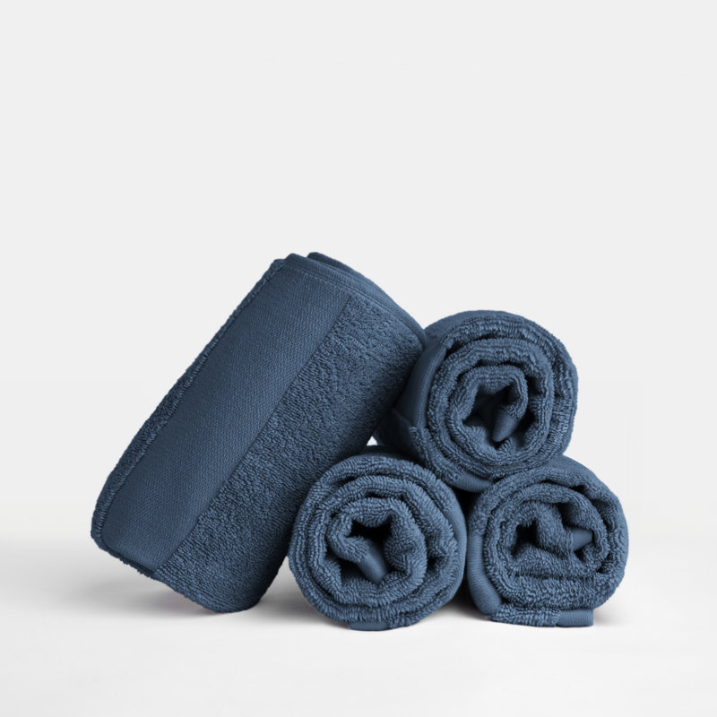 4-Pack Hand Towel Set - 100% Cotton, Navy
