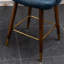 2 tabourets de comptoir modernes Mid-Century, bleu - similicuir avec garniture cloutée originale