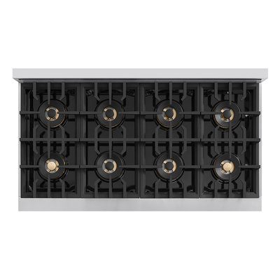 Plateau de table en acier inoxydable 48 po ZLINE Autograph avec 8 brûleurs DuoPro et accents bronze