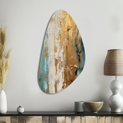 Gilded Daydreams VII - Abstract Minimalism Fall Shape Metal Wall Sculpture