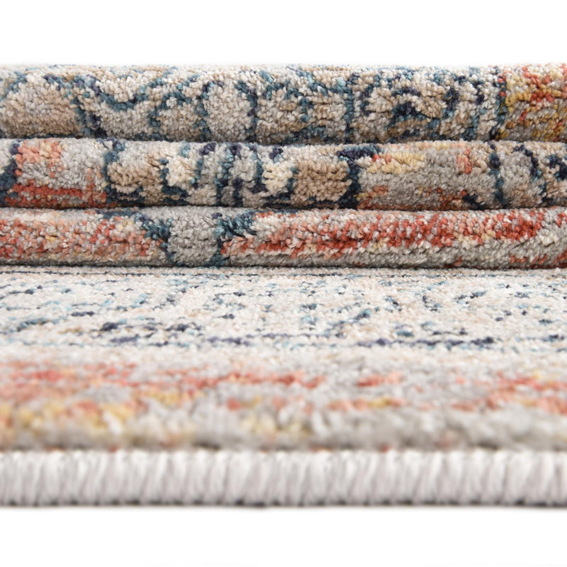 Tapis traditionnel Opel rouge brique / bleu clair, Ovale 3 pi 11 po x 5 pi 11 po