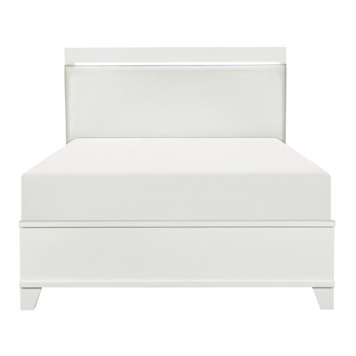 Full Bed In Modern Style With Faux Leather Headboard & White Gloss Led Size And Upholstery