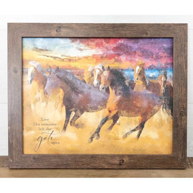 «Aprell Aprell Live Like Someone Left The Gate Open Abstract Horse», impression encadrée