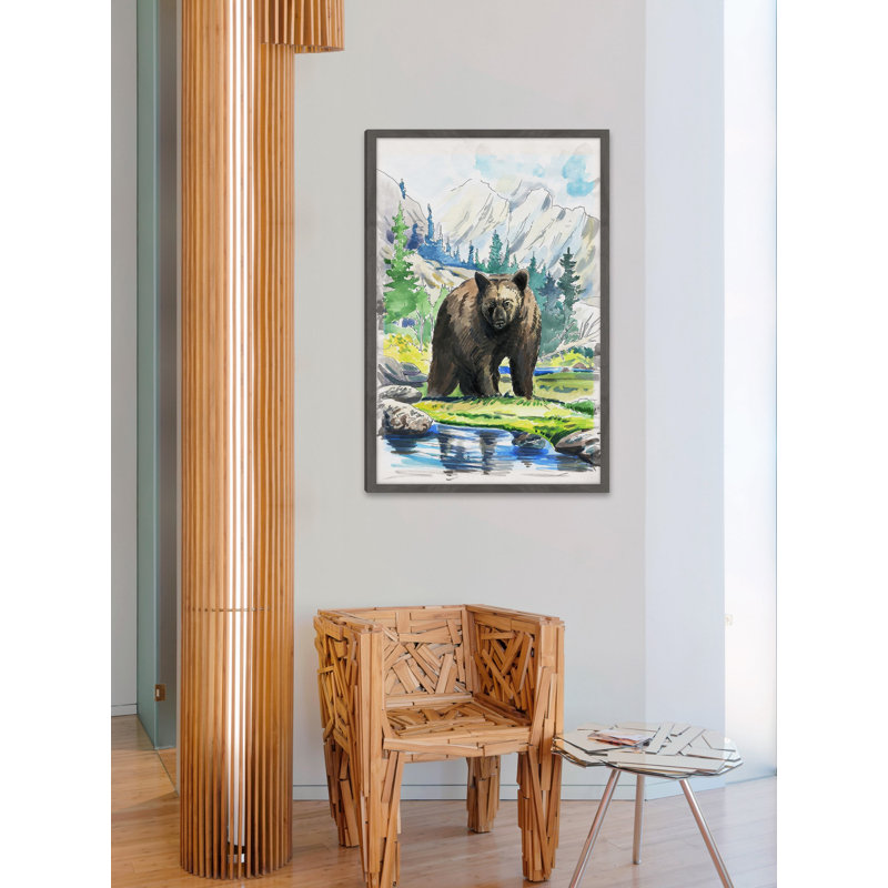 Black Bear - Single Picture Frame Painting, 91cm H x 61cm W 