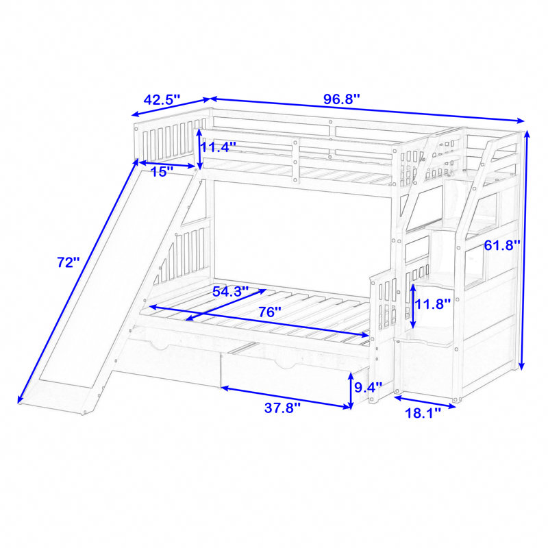 Bilmar Twin Over Full 2 - Drawer Standard Bunk Bed by Isabelle & Max™, White