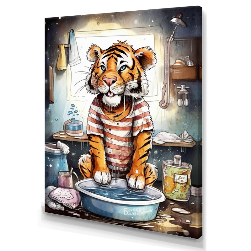 Tigre brun dans la salle de lavage, H 20 po x l 12 po x P 1 po